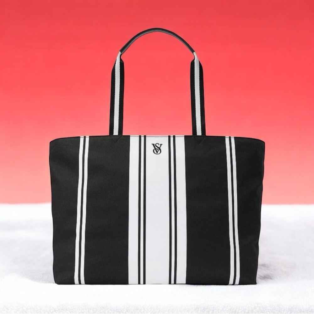 Victoria's Secret New Tote in‎ Classic Black & White Striped Pattern